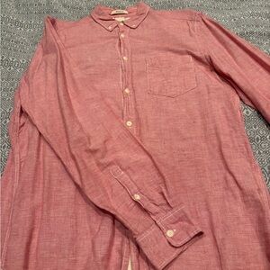 H&M Red Button-Down Casual Long-Sleeve Shirt